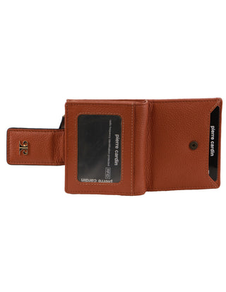 Pierre Cardin Ladies Leather Flip-over Bi-fold Wallet in Cognac