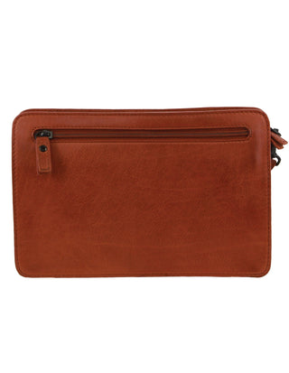 Pierre Cardin Leather Men's Multi Compartment Organiser Bag in Cognac