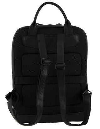 Pierre Cardin Leather Business/Laptop Backpack in Black