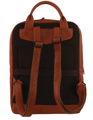 Pierre Cardin Leather Business/Laptop Backpack in Cognac