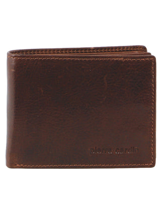 Pierre Cardin Rustic Leather Men's Bi-Fold Slimline Wallet in Brown