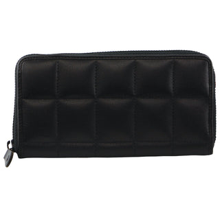 Pierre Cardin Italian Pleated Leather Ladies Zip Wallet in Black