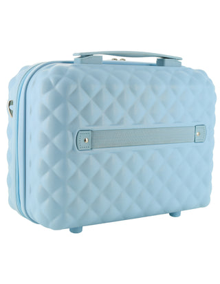 Pierre Cardin MEDIUM Blue Hard Shell Luggage with Mini Beauty Case Set + Assorted Leather Tag