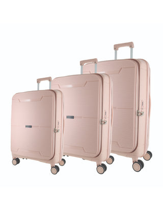 Pierre Cardin Front Opening Hard-Shell 3-Piece Luggage Set in Blush