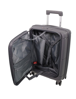 Pierre Cardin 54cm CABIN Front Opening Hard Shell Suitcase in Graphite