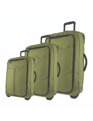 Pierre Cardin Soft-shell 3-Piece Trolley Set in Olive in Olive