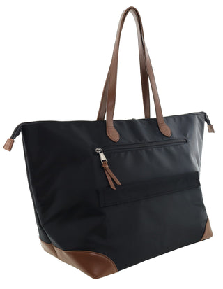 Tote Bag Black / Nylon/Vegan Leather PC 4109 BLK Pierre Cardin Euro Tote in Black