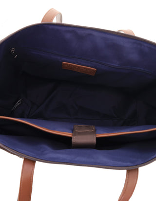 Tote Bag Chocolate / Nylon/Vegan Leather PC 4109 CHOC Pierre Cardin Euro Tote in Chocolate