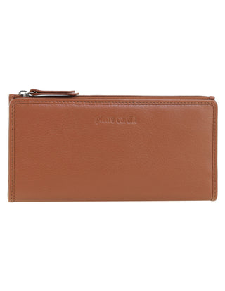 Pierre Cardin Genuine Ladies Leather Bi-Fold Wallet in Cognac