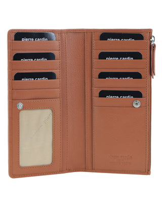 Pierre Cardin Genuine Ladies Leather Bi-Fold Wallet in Cognac