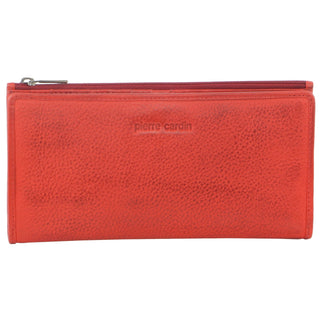 Pierre Cardin Genuine Ladies Leather Bi-Fold Wallet in Red