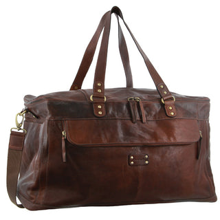 Pierre Cardin Burnished Leather Multi-Compartment Overnight Bag in Legend