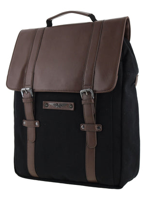 Police Canvas Messenger Backpack in Black