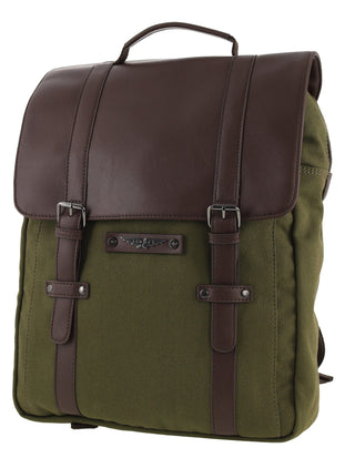 Police Canvas Messenger Backpack in Dark Olive