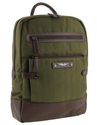 Police Rustic Canvas Backpack in Dark Olive