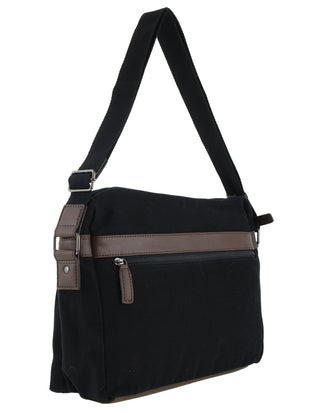 Police Rustic Canvas Messenger Business Bag in Black