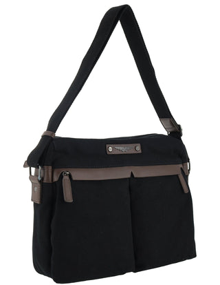 Police Rustic Canvas Messenger Business Bag in Black