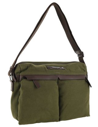 Police Rustic Canvas Messenger Business Bag in Dark Olive