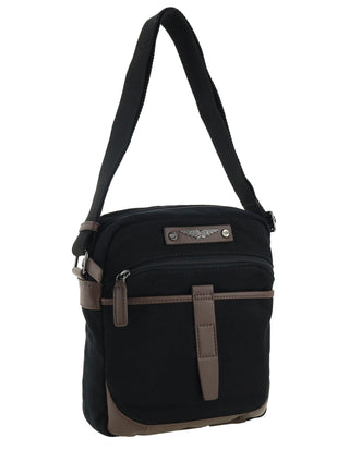 Police Rustic Canvas Crossbody Bag in Black