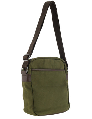 Police Rustic Canvas Crossbody Bag in Dark Olive