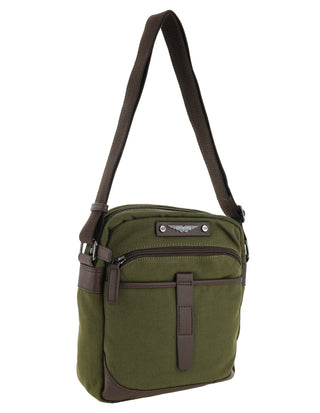 Police Rustic Canvas Crossbody Bag in Dark Olive