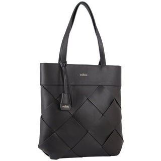 Milleni Ladies Woven Fashion Tote Handbag in Black