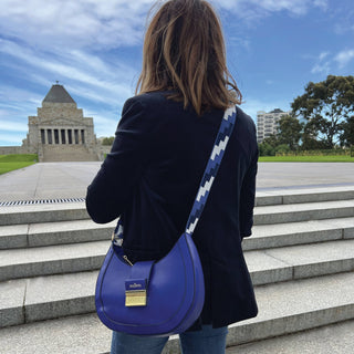 Milleni Ladies Fashion Crossbody Bag with Webbing Strap in Blue