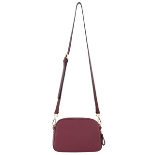 Milleni Ladies Double Zip Fashion Crossbody Bag/Clutch in Wine