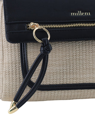 Milleni Ladies Fashion Flap-Over Crossbody Bag in Beige
