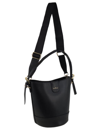 Bucket Bag Black / Vegan Leather PV 4033 BLK Milleni Ladies Vegan Leather Bucket Crossbody Bag in Black
