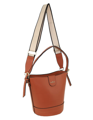 Bucket Bag Tan / Vegan Leather PV 4033 TAN Milleni Ladies Vegan Leather Bucket Crossbody Bag in Tan