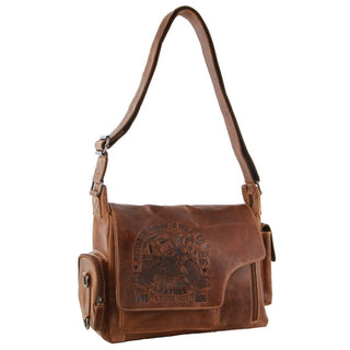 Messenger Bag Cognac / Leather BTK 9 COGN Billy The Kid Men's Genuine Leather Messenger Bag in Cognac