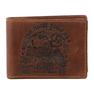 Tri-Fold Wallet Cognac / Leather BTK 13 COGN Billy The Kid Men's Leather Tri-Fold Wallet in Cognac