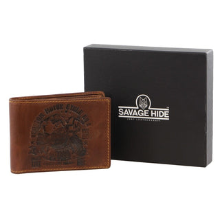 Tri-Fold Wallet Cognac / Leather BTK 13 COGN Billy The Kid Men's Leather Tri-Fold Wallet in Cognac