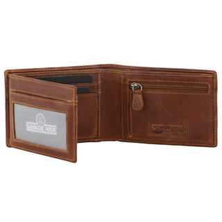 Tri-Fold Wallet Cognac / Leather BTK 13 COGN Billy The Kid Men's Leather Tri-Fold Wallet in Cognac