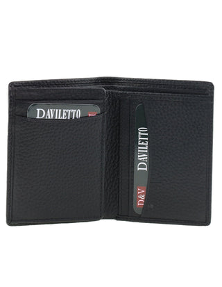 BI-Fold Wallet Black / Leather 2292 BLK Daviletto Mens Leather Slim Bi-fold Wallet in Black