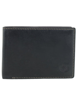BI-Fold Wallet Black-Red / Leather 14123 BLK-RED Daviletto Mens Leather Two Tone Bi-fold Wallet in Black-Red