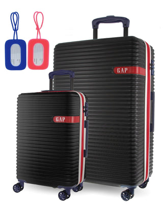 Hard Shell Luggage GAP 30LC BLACK+MT018 GAP Black Hard Shell LARGE and CABIN 2-Piece Set + Luggage Tag