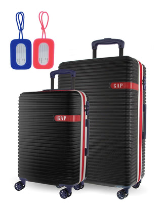 Hard Shell Luggage GAP 30MC BLACK+MT018 GAP Black Hard Shell MEDIUM and CABIN 2-Piece Set + Luggage Tag