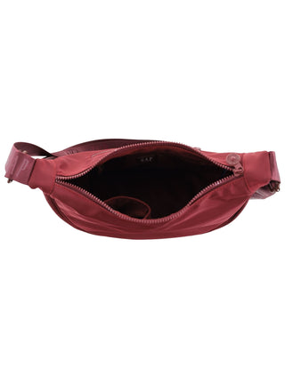 Crossbody Bag Wine / Nylon GAP 51 WINE GAP Ladies Nylon Crescent Cross-Body Bag in Wine