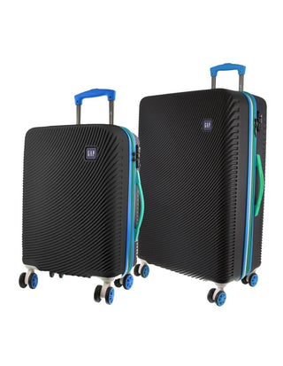 Hard Shell Luggage Black / Polycarbonate (PC) GAP 31LC BLACK GAP Stripe Hard Shell Large and Cabin Bundle 2-Piece Set in Black