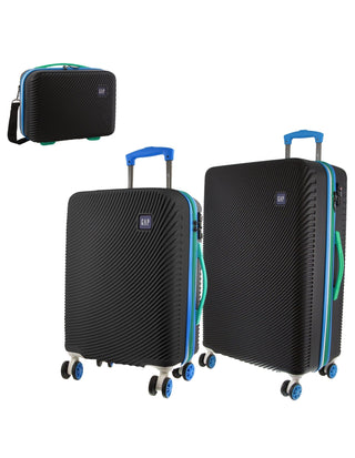 Hard Shell Luggage Black / Polycarbonate (PC) GAP 31MCB BLACK GAP Stripe Hard Shell Medium, Cabin & Beauty Case 3-Piece Set in Black