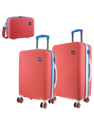 Hard Shell Luggage Coral / Polycarbonate (PC) GAP 31MCB CORAL GAP Stripe Hard Shell Medium, Cabin & Beauty Case 3-Piece Set in Coral