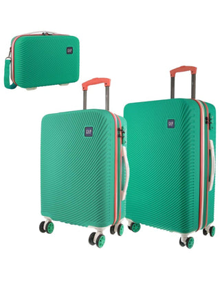 Hard Shell Luggage Turquoise / Polycarbonate (PC) GAP 31MCB TURQUOISE GAP Stripe Hard Shell Medium, Cabin & Beauty Case 3-Piece Set in Turquoise