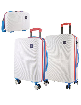 Hard Shell Luggage White / Polycarbonate (PC) GAP 31MCB WHITE GAP Stripe Hard Shell Medium, Cabin & Beauty Case 3-Piece Set in White
