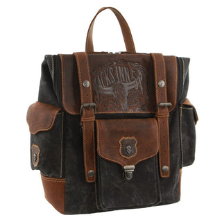 Backpack Cognac / Leather JACK 6 COGN Jack's Inn Panama Canvas and Leather Backpack in Cognac