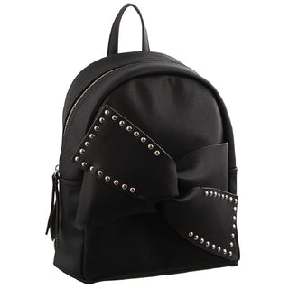 Backpack Black / Leather PV 2716 BLK Milleni Fashion Bow Detail Ladies Backpack in Black