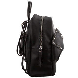 Backpack Black / Leather PV 2716 BLK Milleni Fashion Bow Detail Ladies Backpack in Black