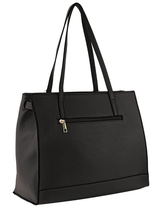 Shoulder Bag Black / Vegan Leather PV 4062 BLACK Milleni Fashion Tote Bag in Black