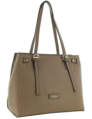 Shoulder Bag Mocha / Vegan Leather PV 4062 MOCHA Milleni Fashion Tote Bag in Mocha